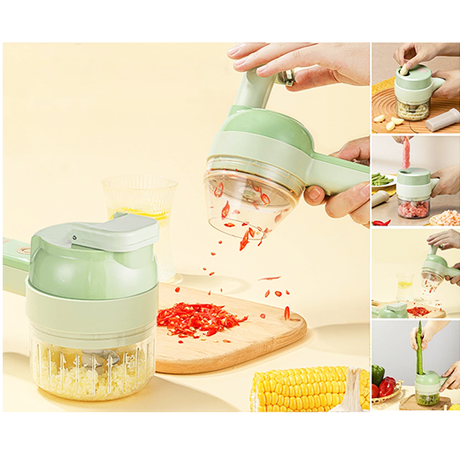 مفرمة طعام كهربائية 4 فى 1 محمولة باليد